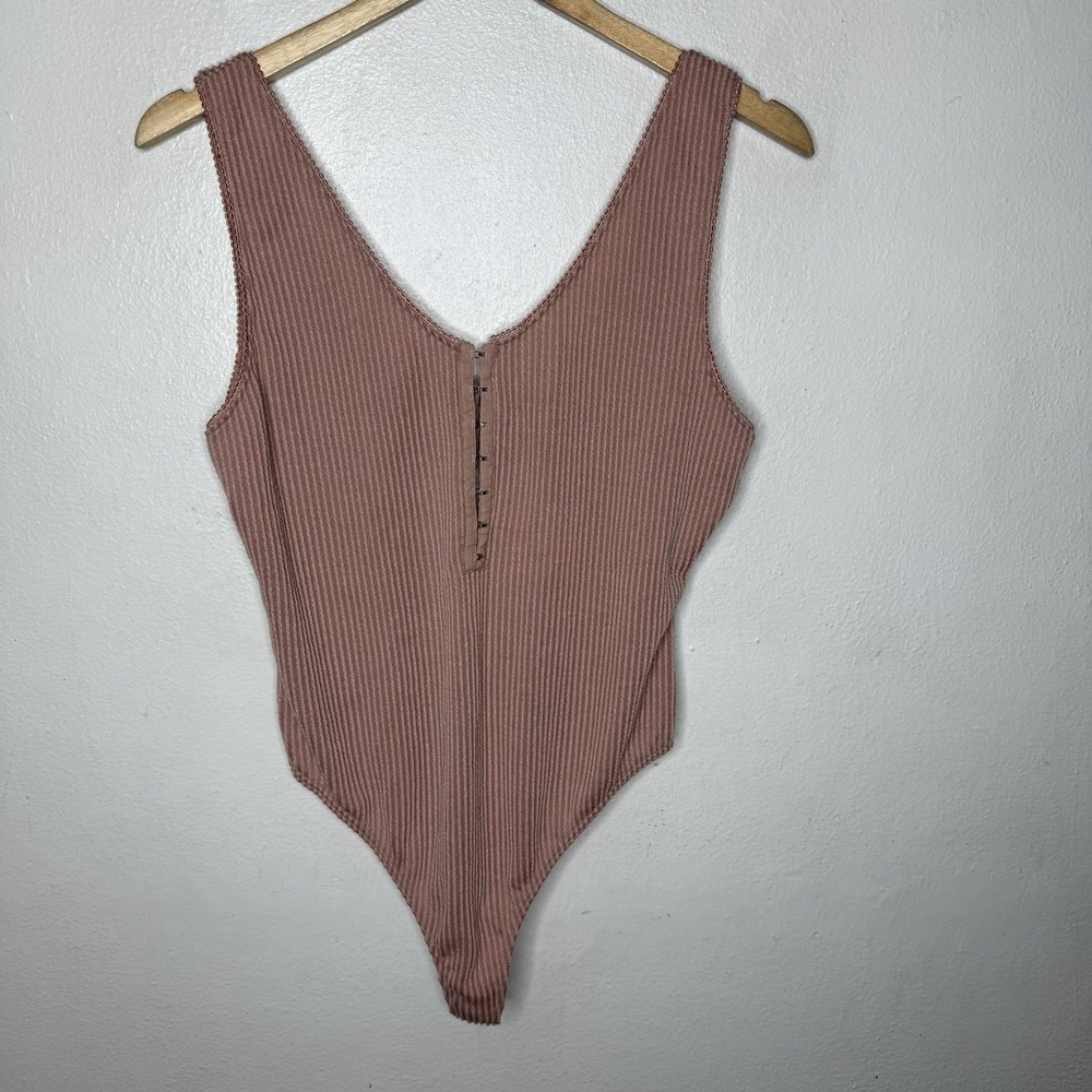 New Out From Under Ribbed Pink Rose Sleeveless Bodysuit Women's XL